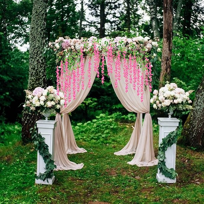 24 Pack Fuchsia Wisteria Hanging Flowers, 3.4 Ft Fake Hanging Flowers, - Image 6