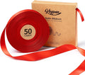 Red Satin Ribbon 7/8 Inch x 50 Yards Double-Faced Ribbons by Keypan
