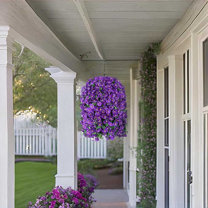 Artificial Faux Hanging Flowers Plants Basket - Image 6
