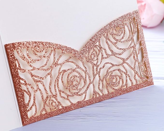 20 Pcs Laser Cut Wedding Invitations Card Pocket - Image 7