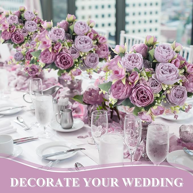 8 Bundles Artificial Peonies Flowers Boho Faux Flowers Arrangements Artificial - Image 3