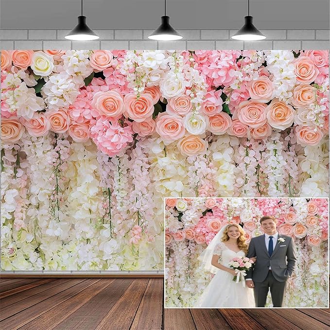 5x3ft Pink Rose Flower Wedding Photography Backdrop Spring Floral Photography by Mtsxfy