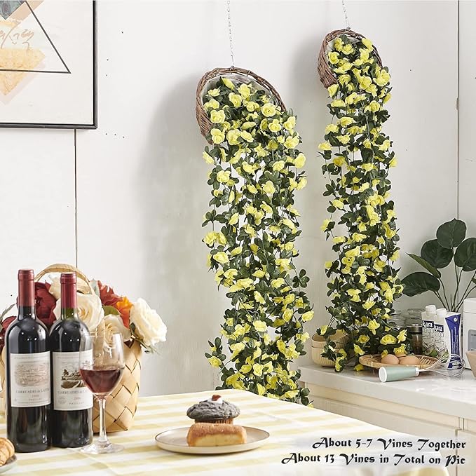 8 Pcs x 8.2 ft Flower Garland Artificial Rose Vine Flowers - Image 2
