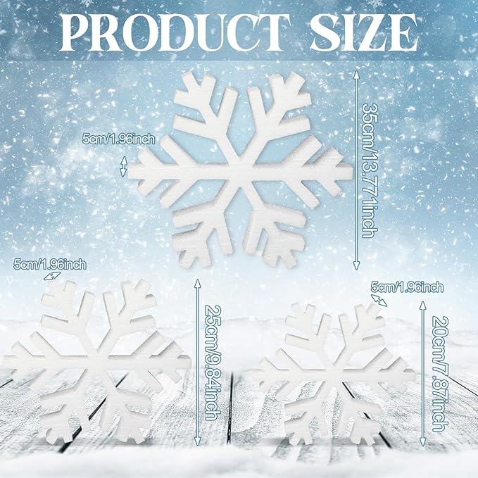 Thyle 3 Pcs Foam Snowflake Table Decor 3D Christmas Tabletop Signs Winter - Image 2
