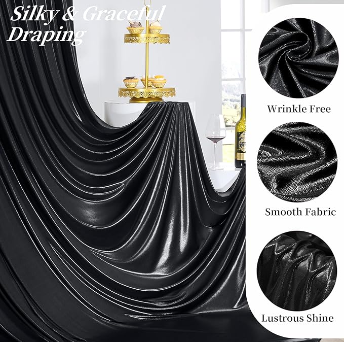 20ftx10ft Black Sequin Backdrop Curtain - Image 4