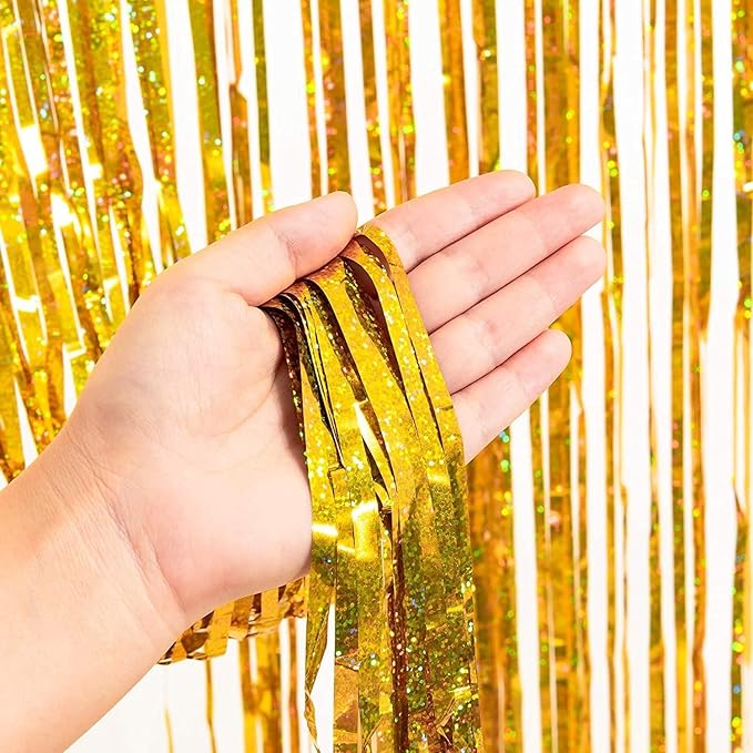 BRAVESHINE Gold Tinsel Foil Fringe Curtains - Image 4