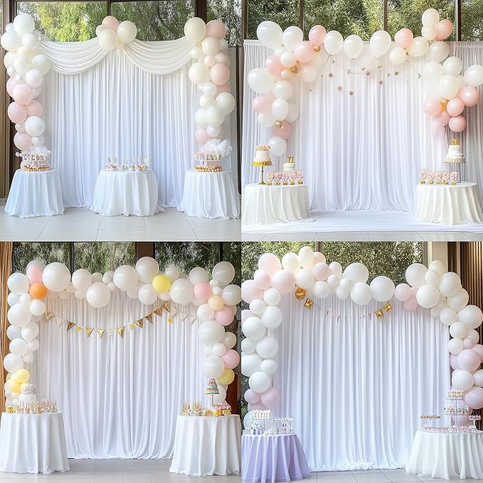 20 ft x 10 ft Wrinkle Free White Backdrop Curtain - Image 2