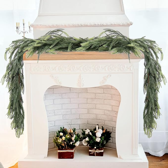 MAKHOT 1-Piece 5.6Ft Artificial Pine Needle Garland, Real Touch Winter Pine - Image 2