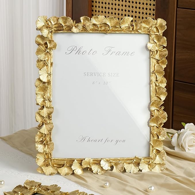 Cuspin Gold 8x10 Picture Frame, Vintage Ornate Picture Frames Leaf Textured - Image 6