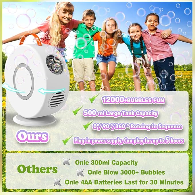 Bubble Machine for Kids Toddlers, Automatic Rechargeable Bubble Machine - Image 6