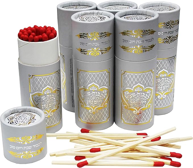 Long Round Matches Shabbos Kodesh Decorated Container of Approx 40 Matches by Oppenheimer+USA