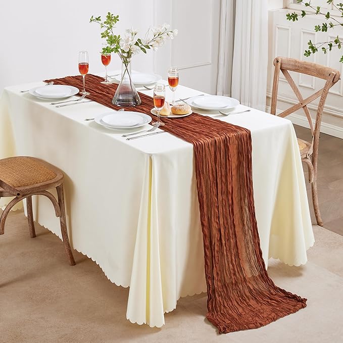 12 Pack Terracotta Cheesecloth Table Runner 10FT Long Boho Gauze Table Runner - Image 7