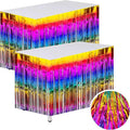Rainbow Streamers Party Decorations, 2 Packs Gradient Rainbow Table Skirts by WIEPENGLNA
