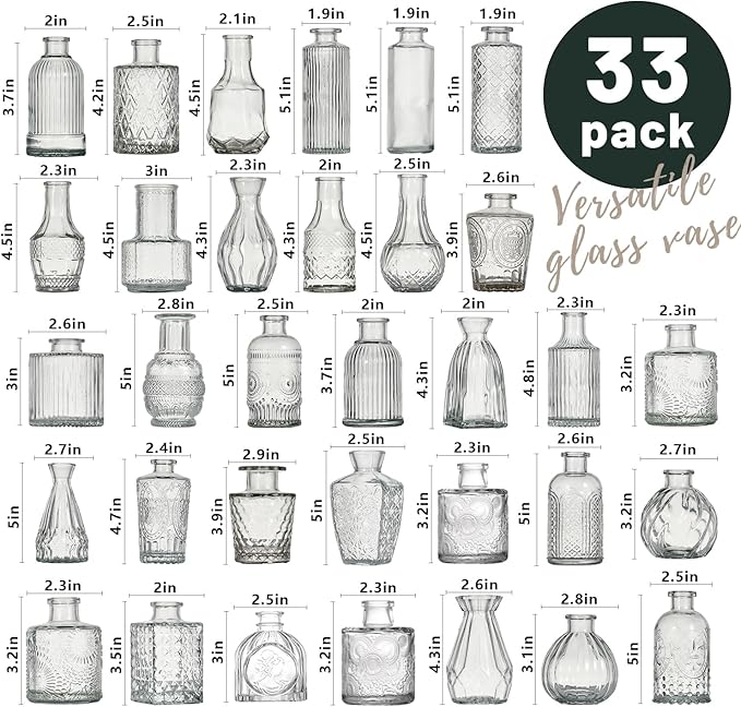 Glass Bud Vase Set of 33 Pcs Small Minimalist Vases - Image 6