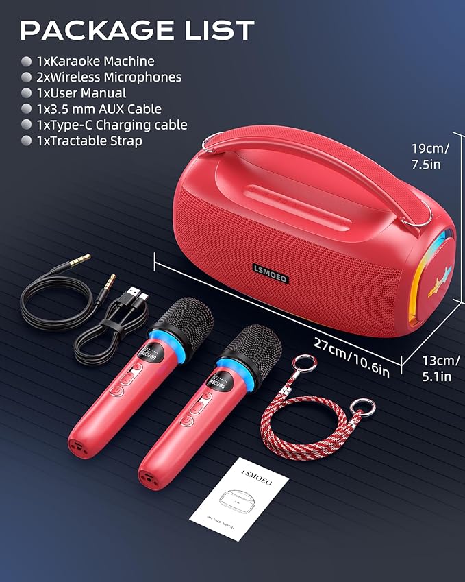 Karaoke Machine for Adults and Kids, Portable Bluetooth 2 Wireless Karaoke - Image 6