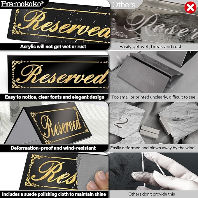 12 Pcs Black Mirrored Reserved Table Signs, Acrylic Reserved Table Tent Signs - Image 4