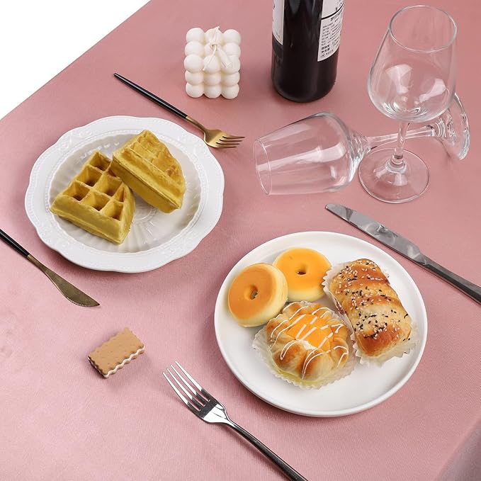 TURSTIN 4 Packs Rose Gold Satin Tablecloth 102 x 58 Inch Overlay Satin Table - Image 5