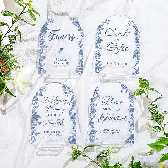 4 Pcs Flower Acrylic Wedding Signs - Image 2