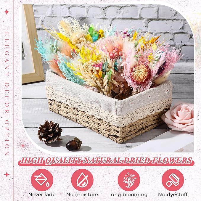 Layhit 12 Pack Boho Dried Flower Bouquet Mini Wedding Handmade Dry Flowers Decor - Image 4