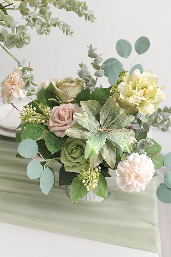 Serra Flora Artificial Flower Combo Fake Peony Rose Silk Flowers - Image 3