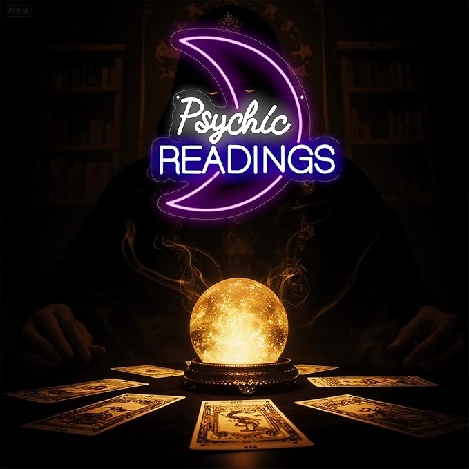 Psychic Moon Tarot Cards Neon Sign, Psychic Reading Led Light, Moon Star Shop - Image 2