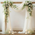 Wedding Arch Draping Fabric, 2 Panels 18FT Beige Arch Drapes Chiffon Fabric by Partisky