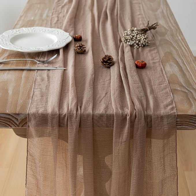 6pcs Nude Gauze Rustic Cheesecloth Table Runner 120 Inch 10 FT - Image 3