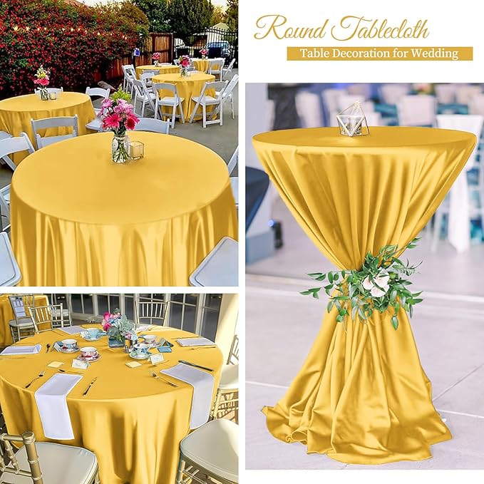 6 Pack 108 Inch Gold Satin Tablecloth - Image 6