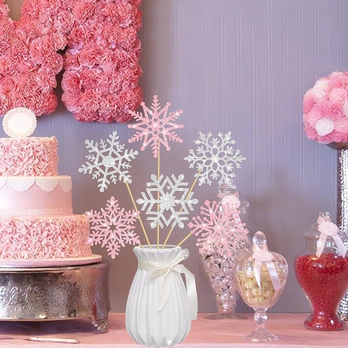Snowflake Centerpiece Sticks Winter Frozen Theme Party Decorations 12PCS - Image 8
