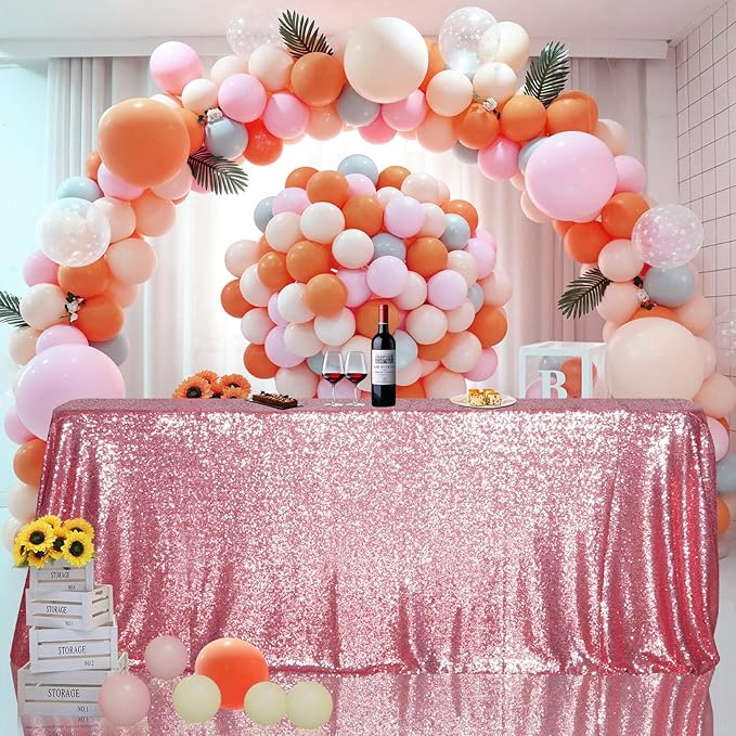SquarePie Sequin Tablecloth 50 x 72 Inch Fuchsia Pink Sparkly Table Linen - Image 8