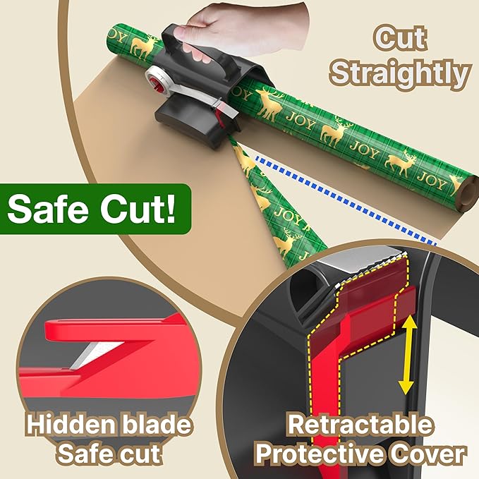 Wheel Wrapping Paper Cutter & Tape Dispenser - Image 4
