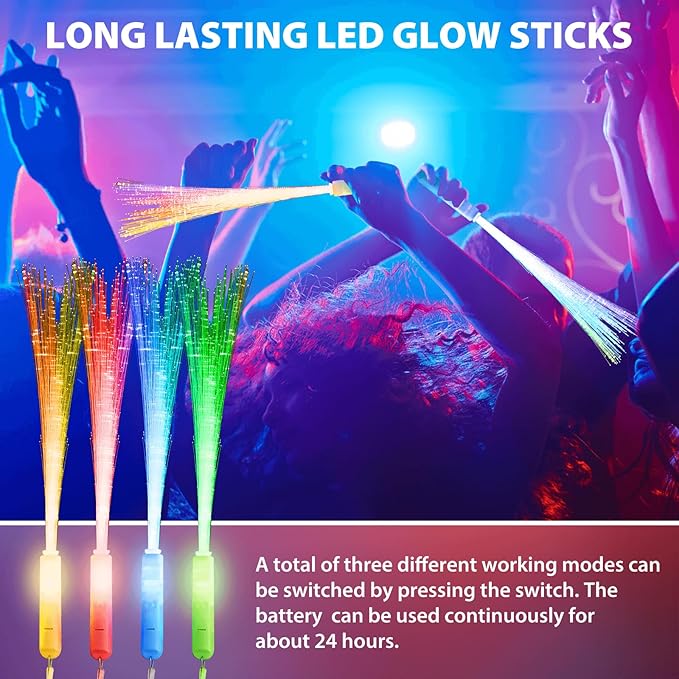 28 Pcs Sparkler Firework Sticks Glow Fiber Optic Wands, LED Flashing Sticks - Image 7