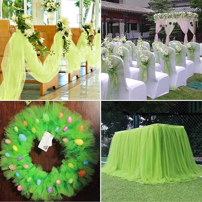Lime Green Tulle Fabric Rolls 6 Inch by 100 Yards Fabric Spool Tulle Ribbon - Image 7