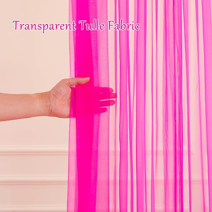 20×10ft Hot Pink Tulle Backdrop Curtain - Image 4