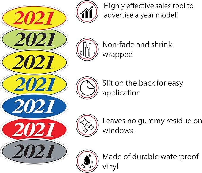 EZ-Line Oval Model Windshield Year Stickers - Image 3