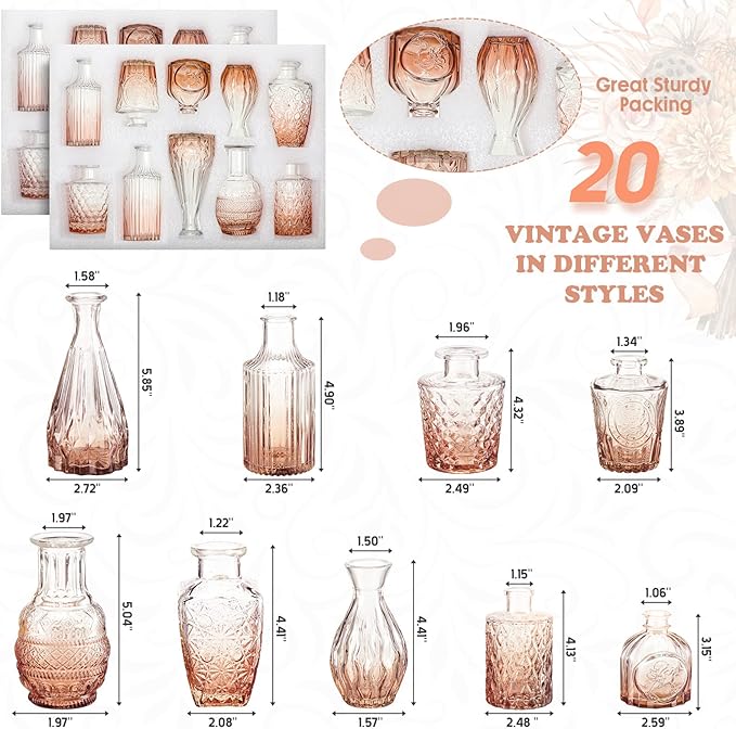 20 Pcs Glass Bud Vase Set Small Vintage Flower Vase in Bulk - Image 2