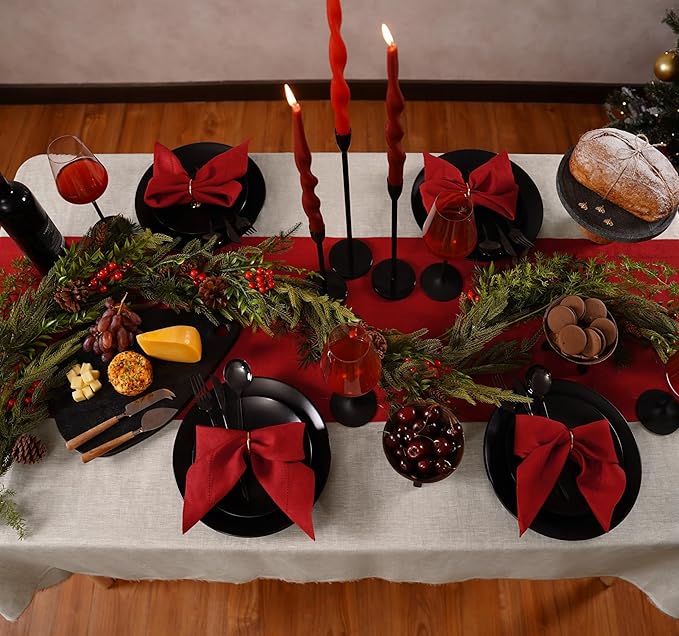 Home Ekka 100% Pure Linen Red Table Runner 14 × 48 Inch – Small Hemstitch - Image 5