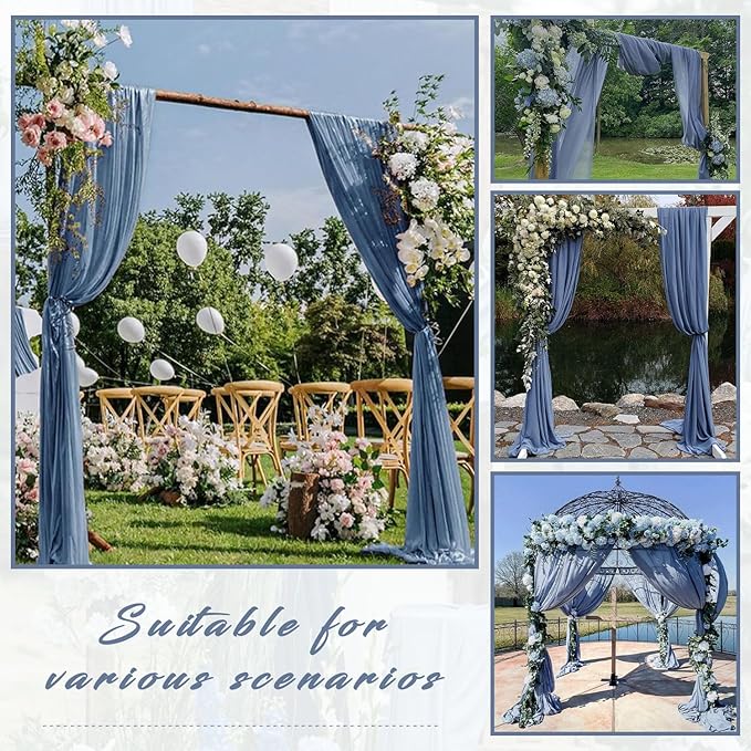 20Ft length x 28" width 2 Panels Wedding Arch Draping Fabric Dusty Blue Arch - Image 7