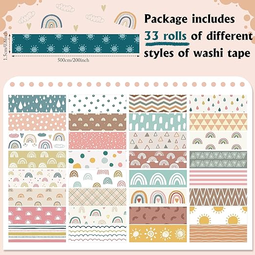 TaoBary 33 Rolls Holiday Plaid Washi Tape, 15 mm Seasonal Washi Tape Set - Image 2