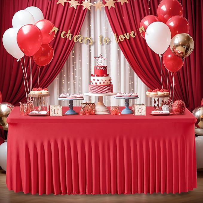 Wish Care 6 Pack Red Spandex Table Clothes - Image 6