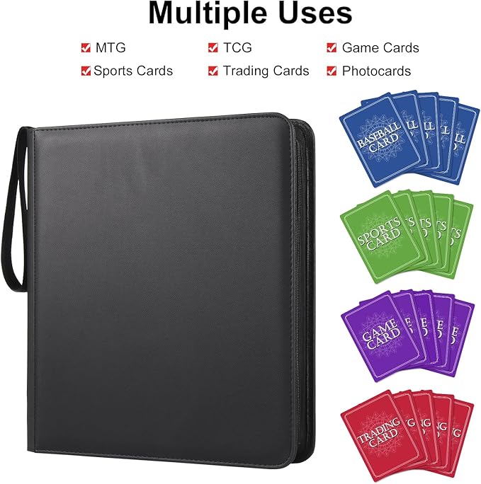 GEAoffice Trading Card Binder 12 Pocket Hold 720 Cards, Premium PU Cover Zipper - Image 6