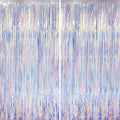 2 Pack Iridescent Foil Fringe Curtains, Holographic Tinsel Streamers Birthday by Voircoloria