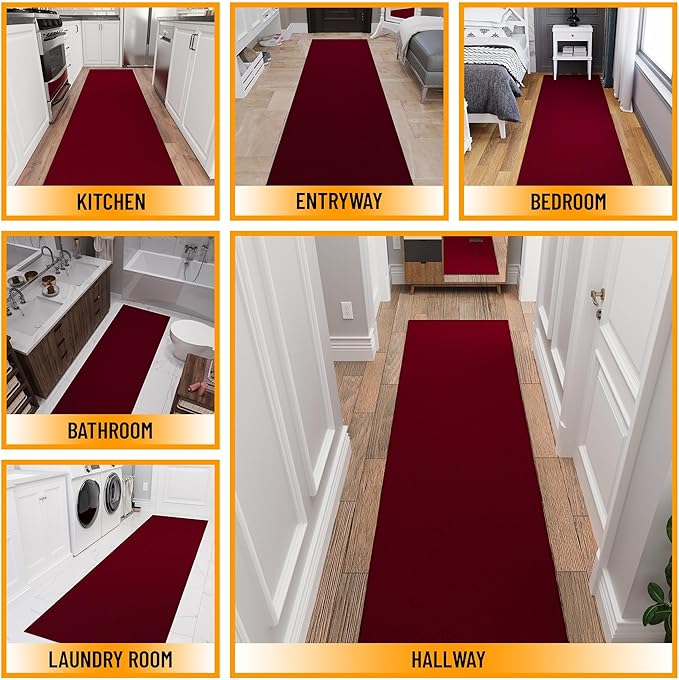 Sweet Home Stores SH Non-Slip Solid Rubberback Indoor Runner Rug - Image 3