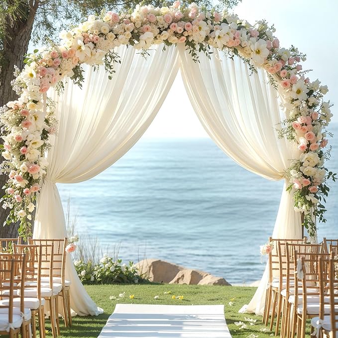 Wedding Arch Draping Fabric, 1 Panel 28" x 19Ft Ivory Arch Drapes Sheer - Image 6