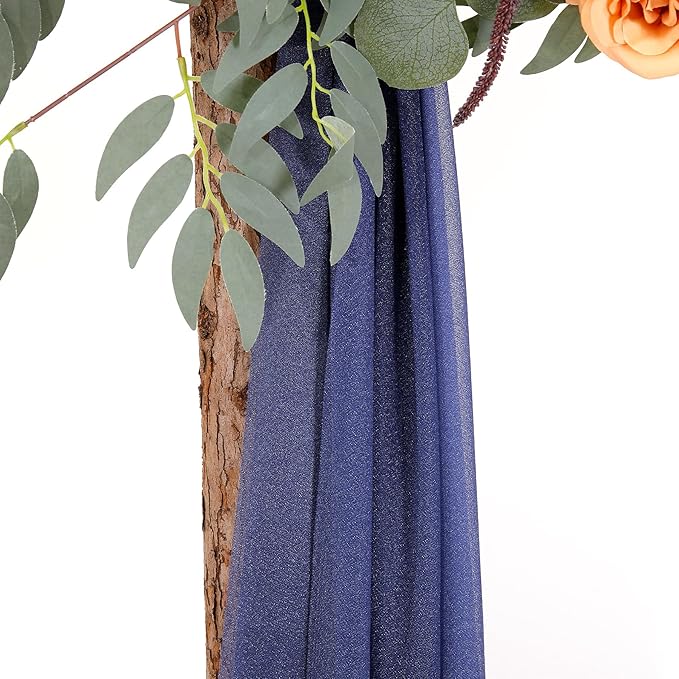 Wedding Arch Draping Fabric Navy Blue Sheer Wedding Backdrop Curtains - Image 5