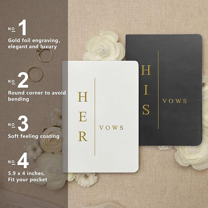 Vow Books His and Hers Soft Touch Gold Foil Engraving Vow Books Wedding - Image 2