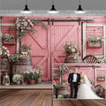 6x4ft Country Wedding Pink Photography Backdrop Rustic Wooden Barn Door by Mtsxfy