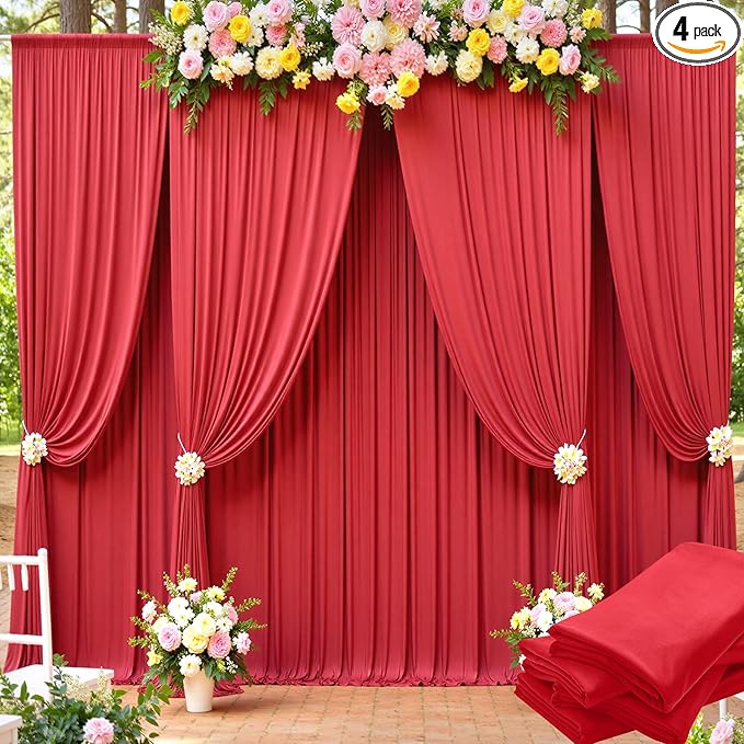 20ft x 15ft Red Wrinkle Free Backdrop Curtains by ENJOYYOURPARTY