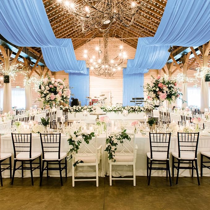 MODFUNS Wedding Drapes Ceiling Decorations Baby Blue Wedding Arch Drapes - Image 3
