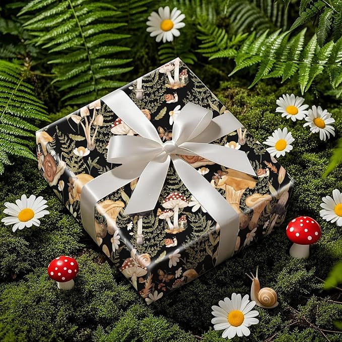 RUSPEPA Forest Mushroom Wrapping Paper Roll, Mini Roll, Woodland Squirrel and - Image 5